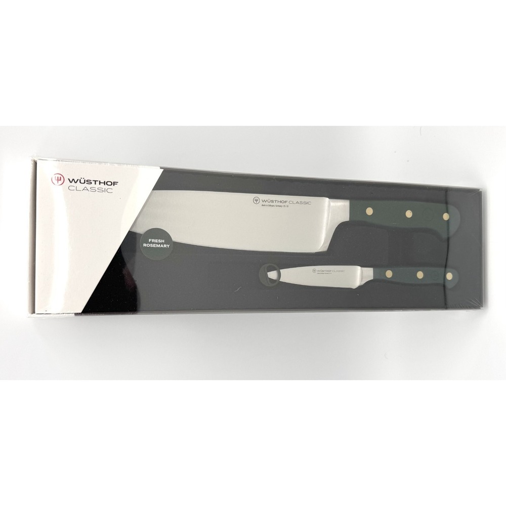 2pc Wusthof Classic 8" Chef's 3.5" Paring Starter Knife Set FRESH ROSEMARY HANDL